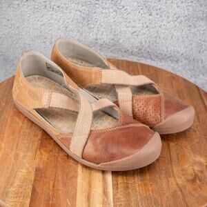 Keen Lower East Side Mary Jane Brown Leather Shoes Flats Straps - Womens Size 8